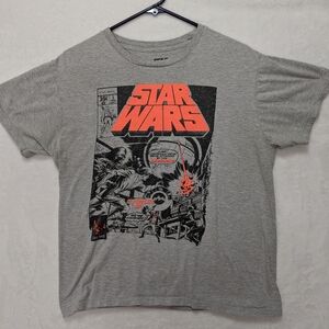 Star Wars Comic Book Style Gray and Red Graphic Tee M